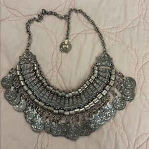 Turkish Coin Boho Necklace Silver